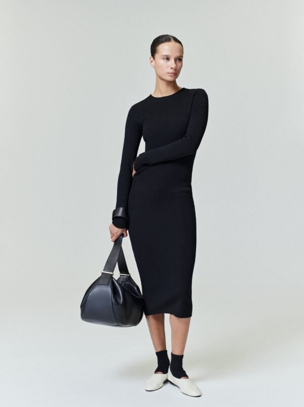Womens Rib Long Sleeve Dress
