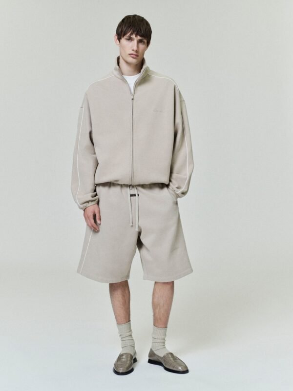 Modern Fleece Track Jacket With Piping