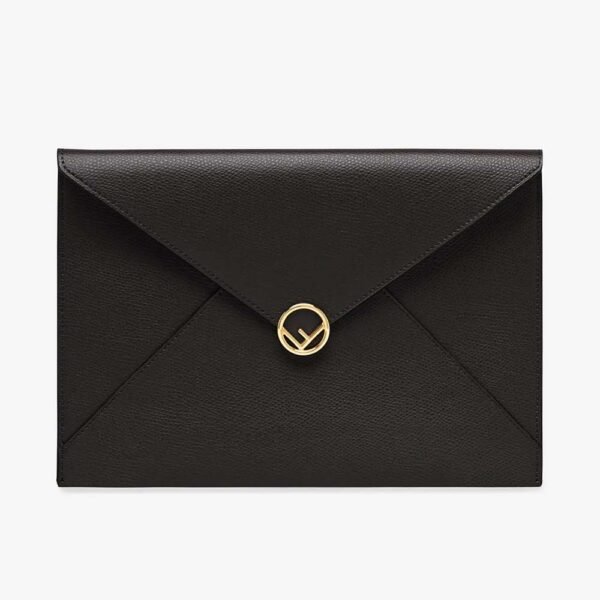 FLAT POUCH LARGE Black Leather Ppouch